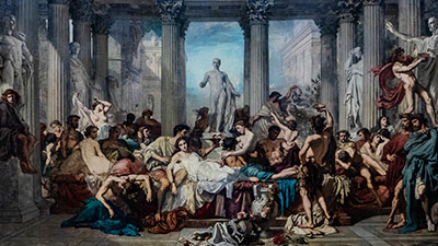 Thomas Couture (1815 - 1879) , Romains de la décadence - en 1847 huile sur toile H. 472,0 ; L. 772,0 cm.
